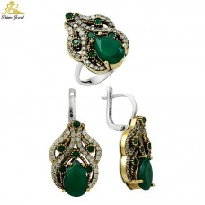 Gümüş Otantik Taşlı Set